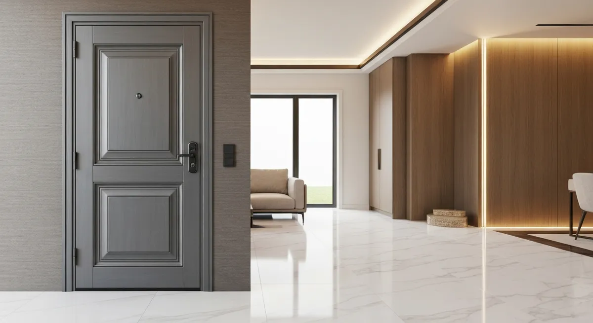 Премиум входные двери в Алматы — скрытые петли, биометрика, терморазрыв
