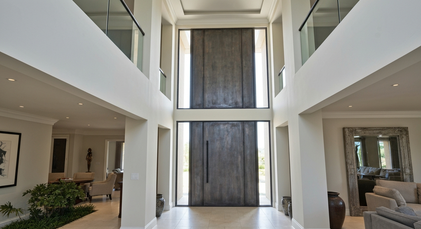 Нестандартные входные двери высотой от 3 метров — изготовление в Алматы